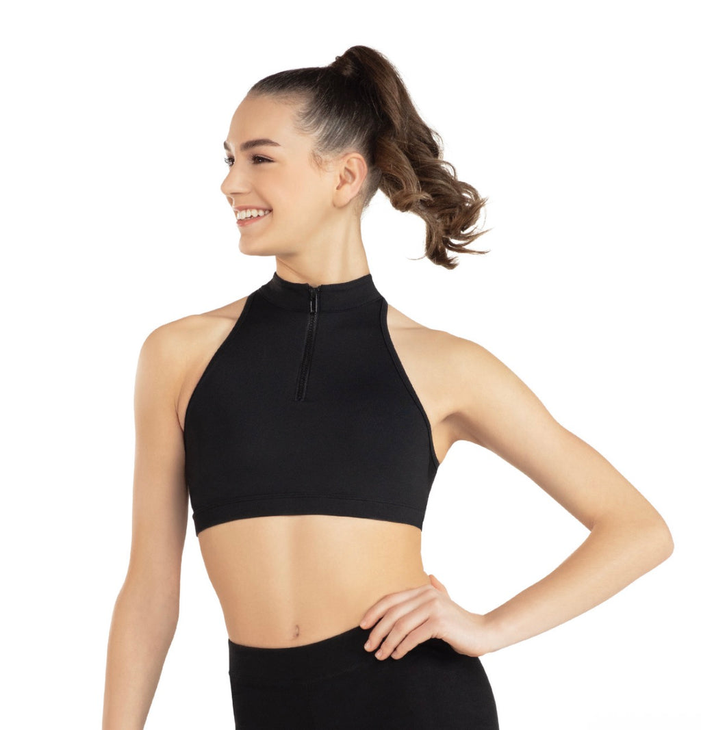 Mock Neck Zip Front Bra