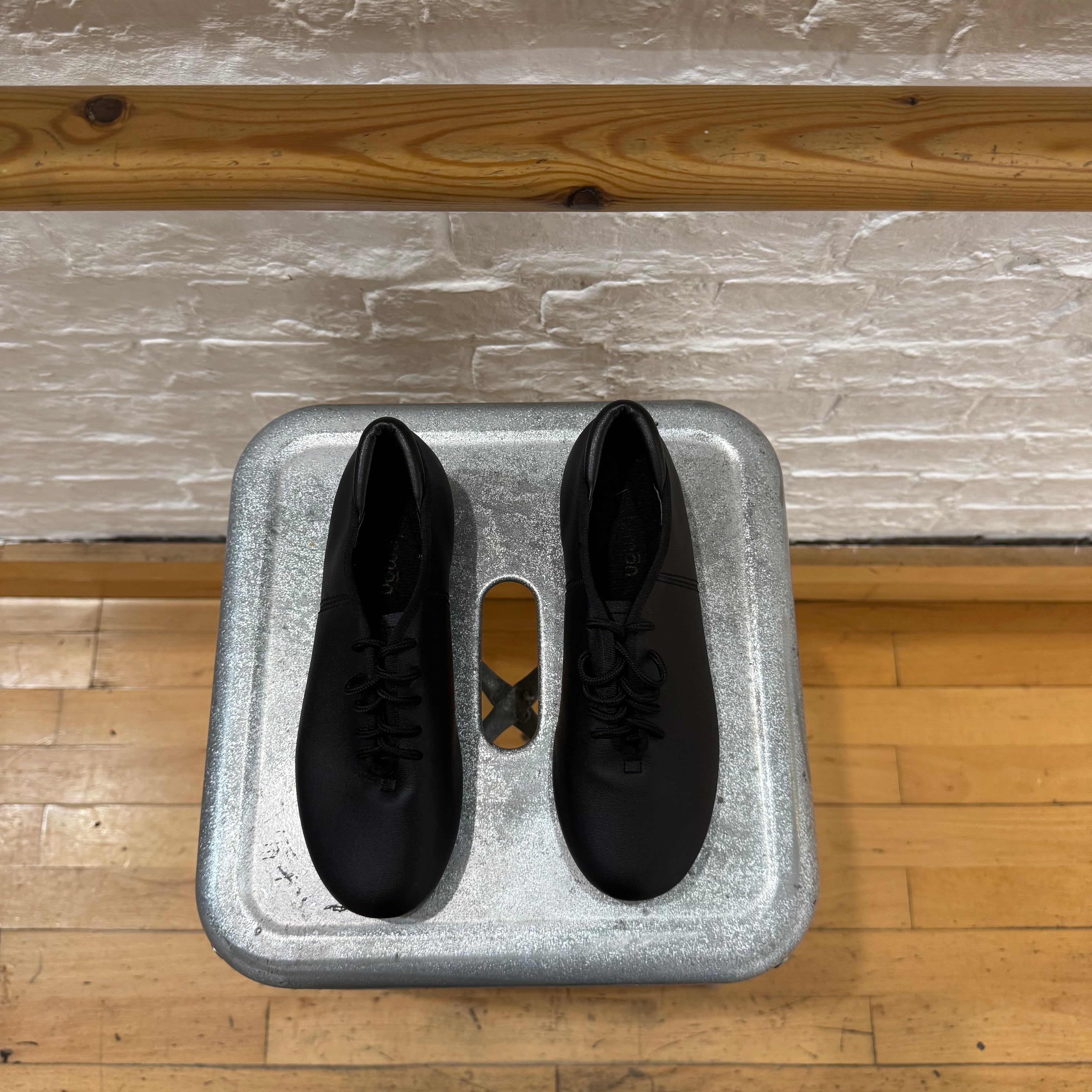 PRE-LOVED s.lemon Black PU Faux Leather Oxford Tap Shoes Full Sole - EU 33/ UK 1