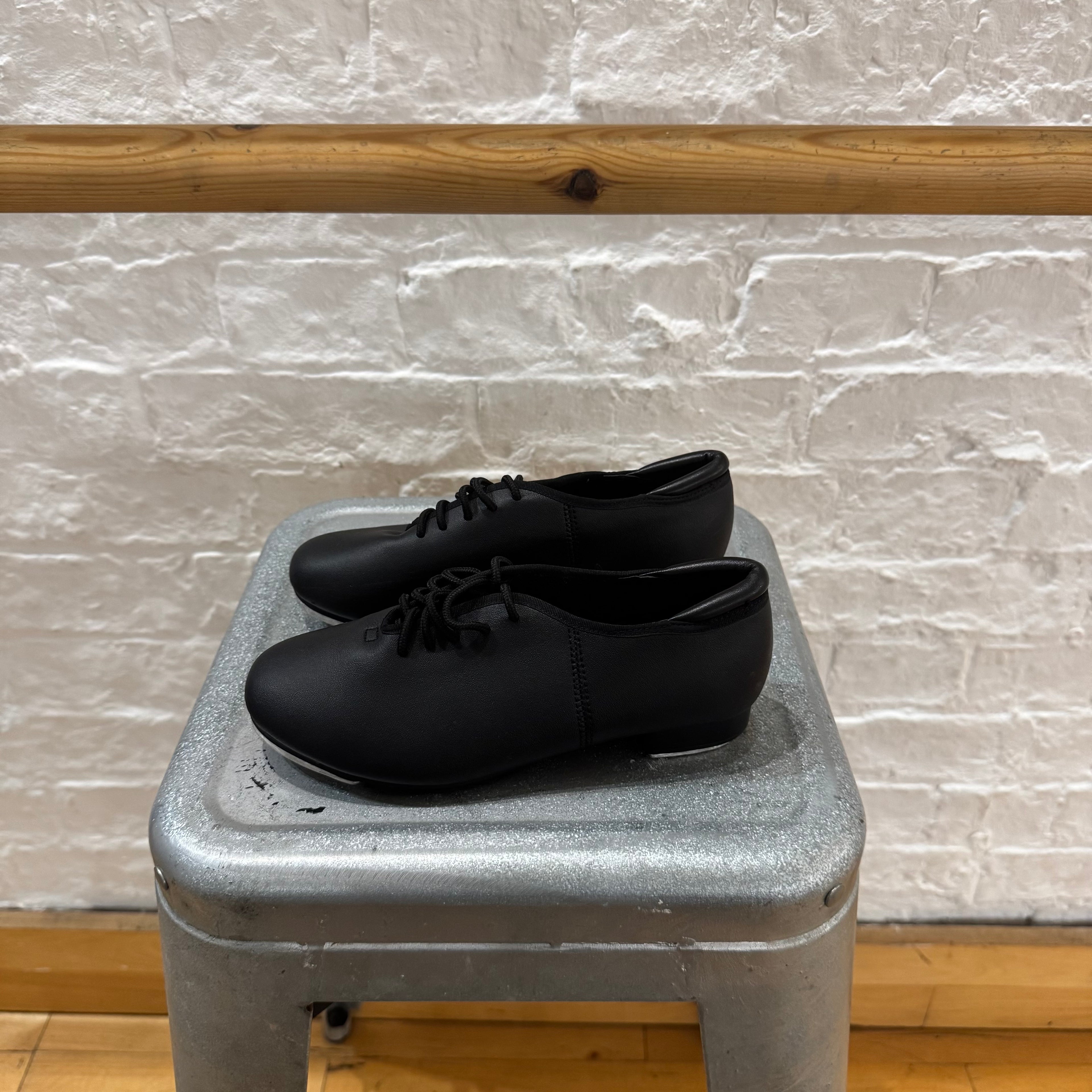 PRE-LOVED s.lemon Black PU Faux Leather Oxford Tap Shoes Full Sole - EU 33/ UK 1