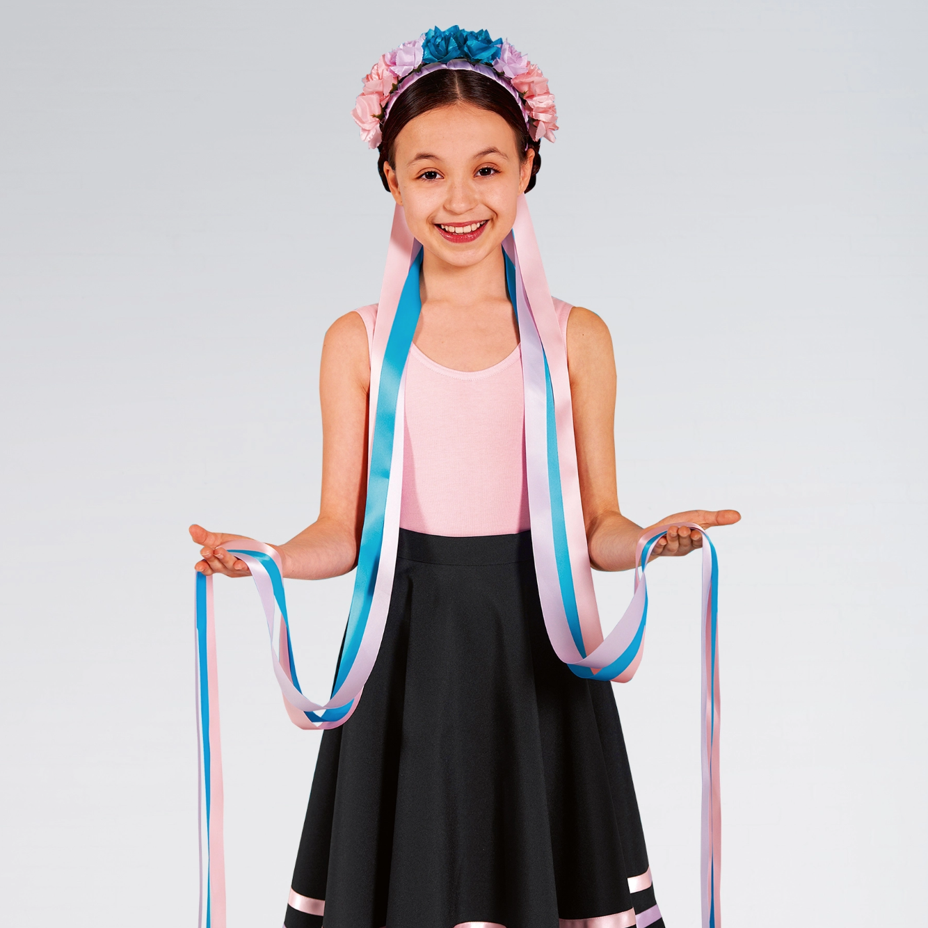 GRADE 3 EXAM PROP - Floral Long Ribbon Headdress Pastel