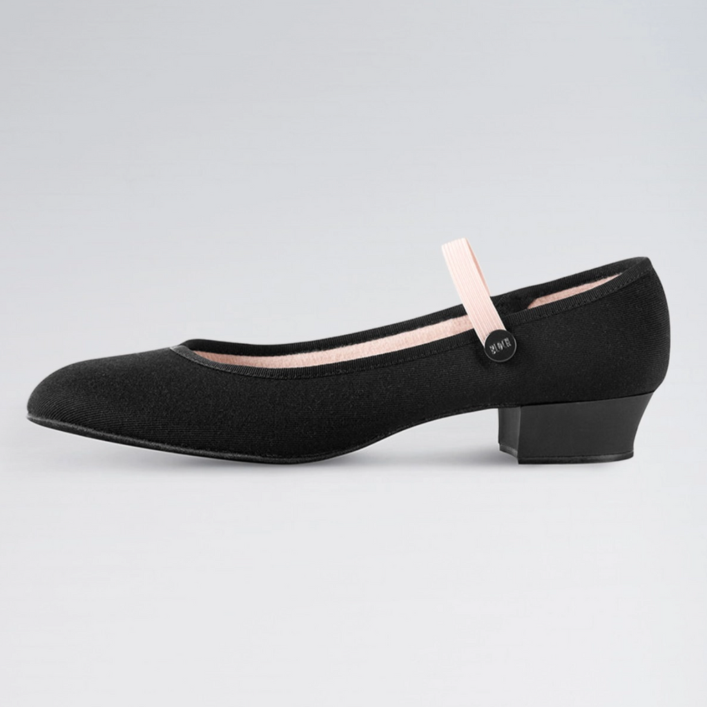 Accent Low Heel Canvas Character Shoe Black