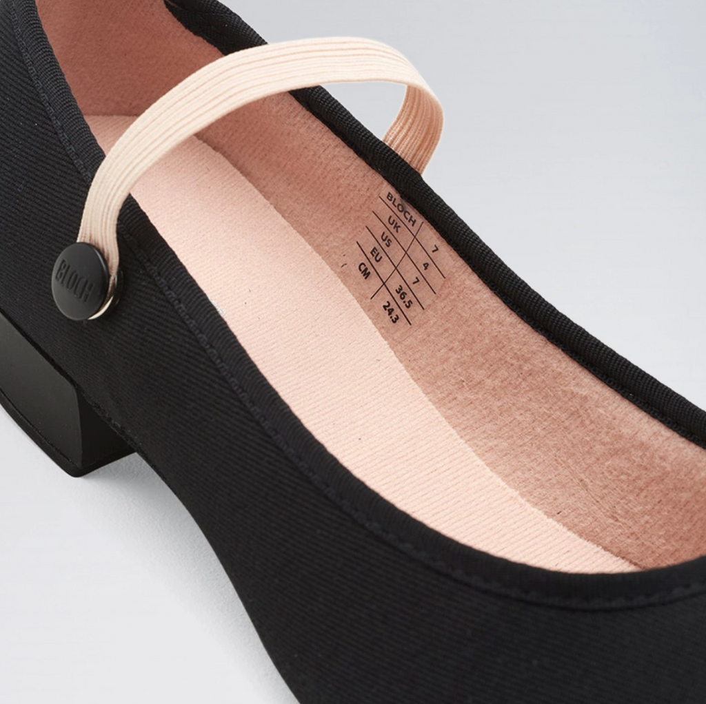 Accent Low Heel Canvas Character Shoe Black