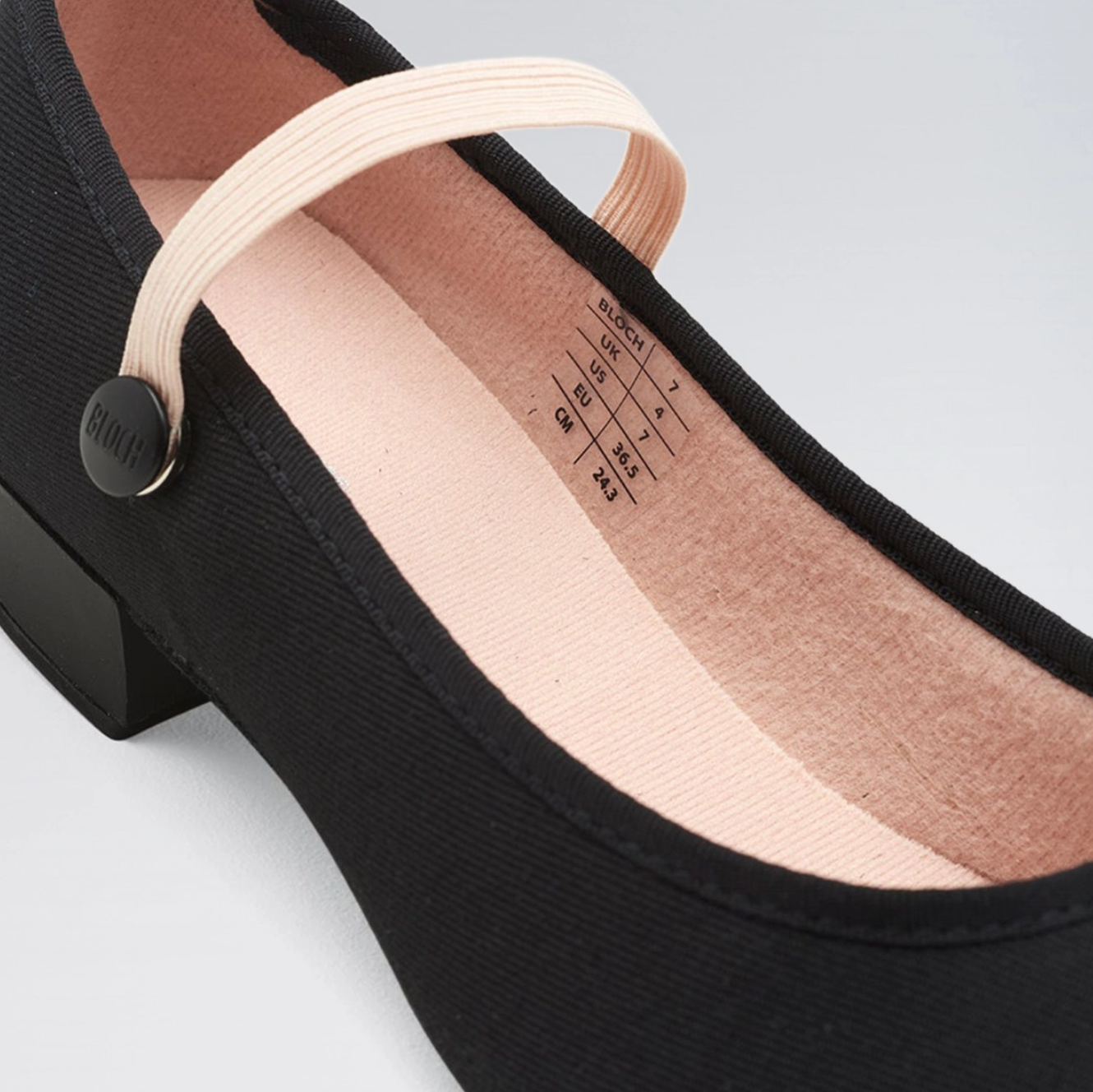 Accent Low Heel Canvas Character Shoe Black